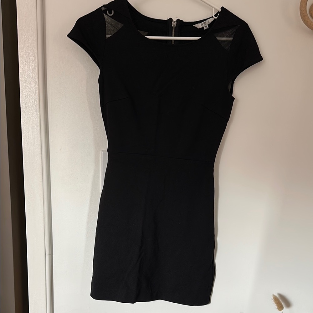 BB Dakota Black Mini Dress with Sheer Panels